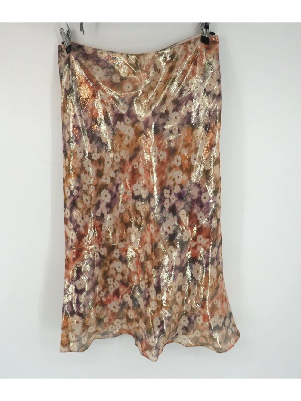 Club Monaco Sunset Floral Trycia Skirt Womens 10 Metallic Midi Length NWT $170